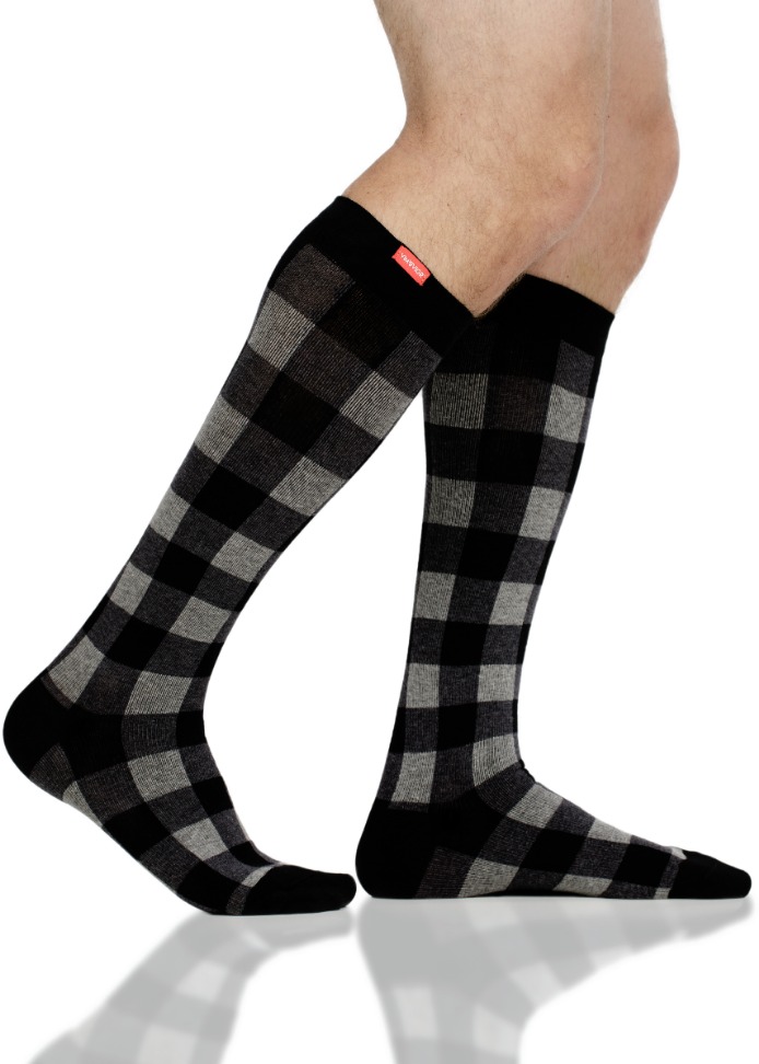 Montana Plaid: Heathered Grey (Cotton) 15-20mmHg M/L $36.00
